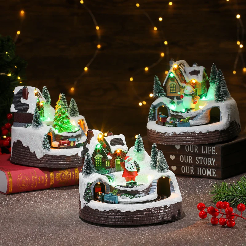 Illuminated Holiday Snow Globe Scene Stornfield
