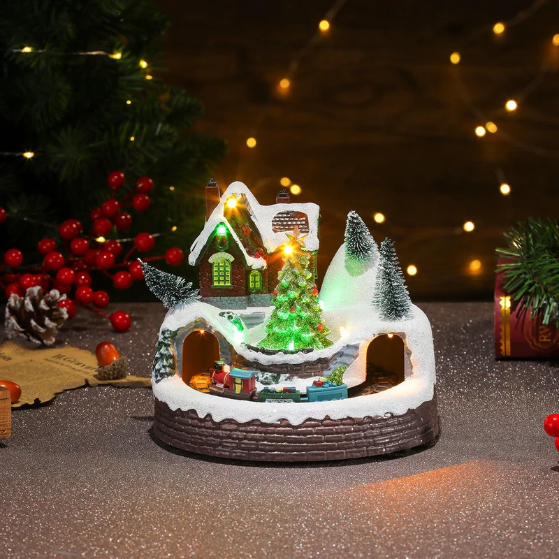 Illuminated Holiday Snow Globe Scene Stornfield