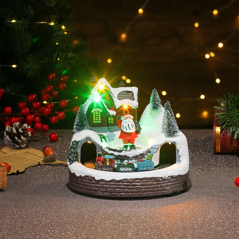 Illuminated Holiday Snow Globe Scene Stornfield