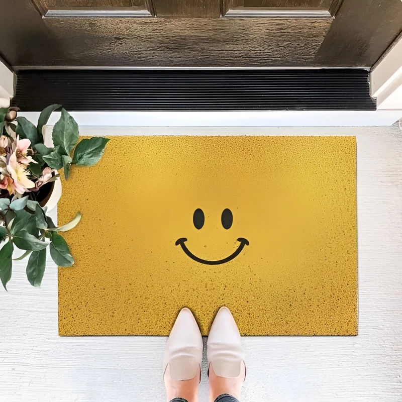Cheeky Fussmatte - Niedlicher Smiley Bedruckter PVC Rutschfester Eingangsteppich