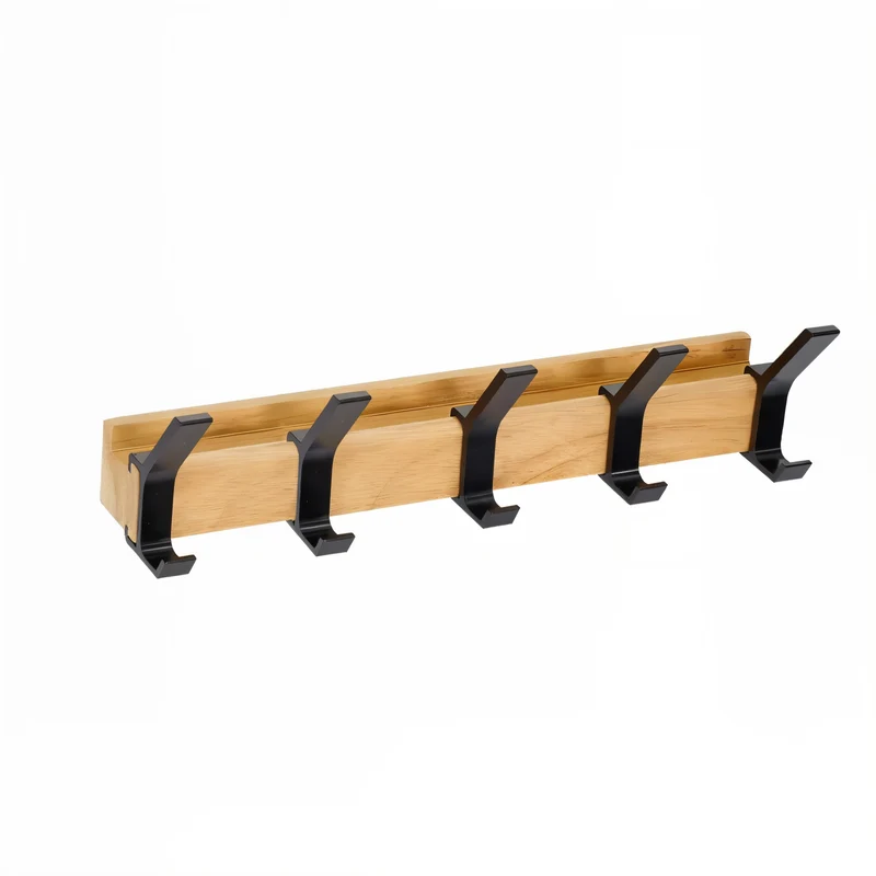 HookMov Kleiderhänger - Multifunktionaler Wandhalter aus Holz mit Aluminiumhaken