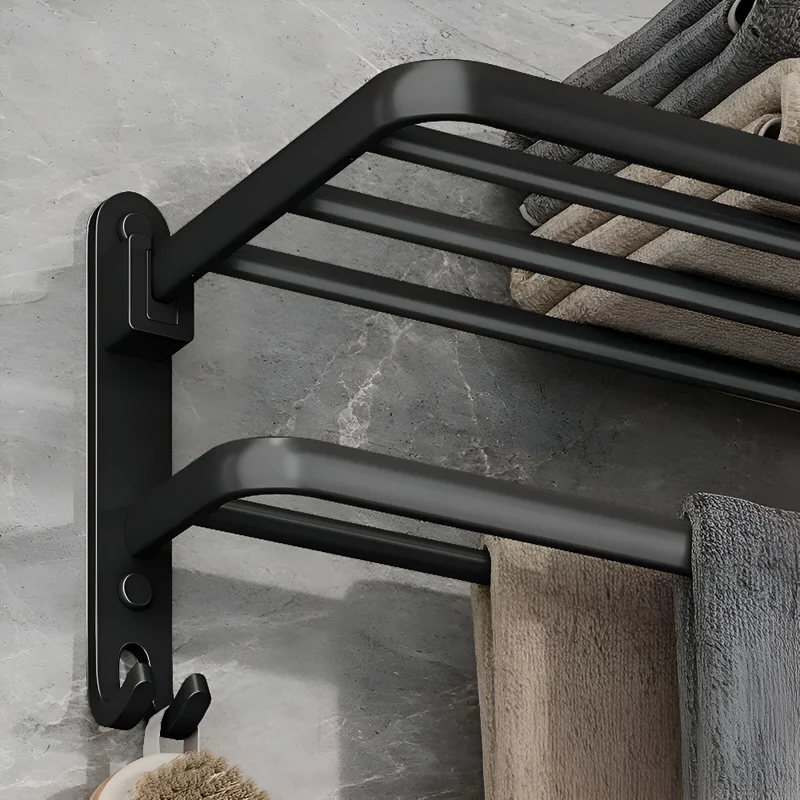 SleekBlack Handtuchhalter - Premium Aluminium Handtuchständer mit Haken