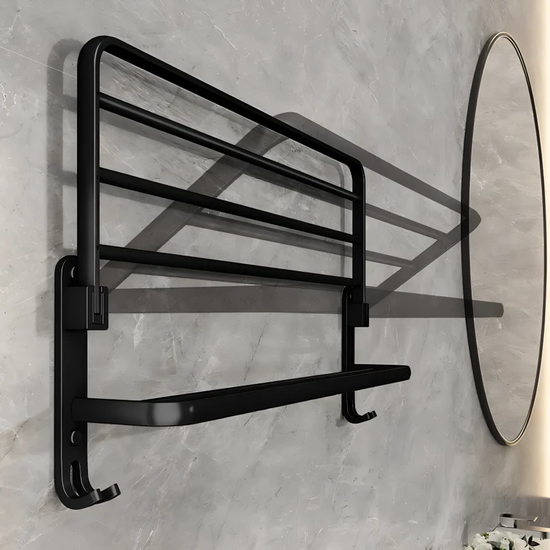 SleekBlack Handtuchhalter - Premium Aluminium Handtuchständer mit Haken