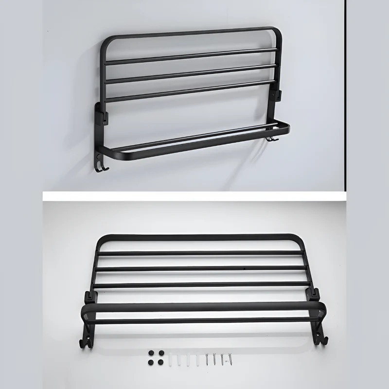 SleekBlack Handtuchhalter - Premium Aluminium Handtuchständer mit Haken