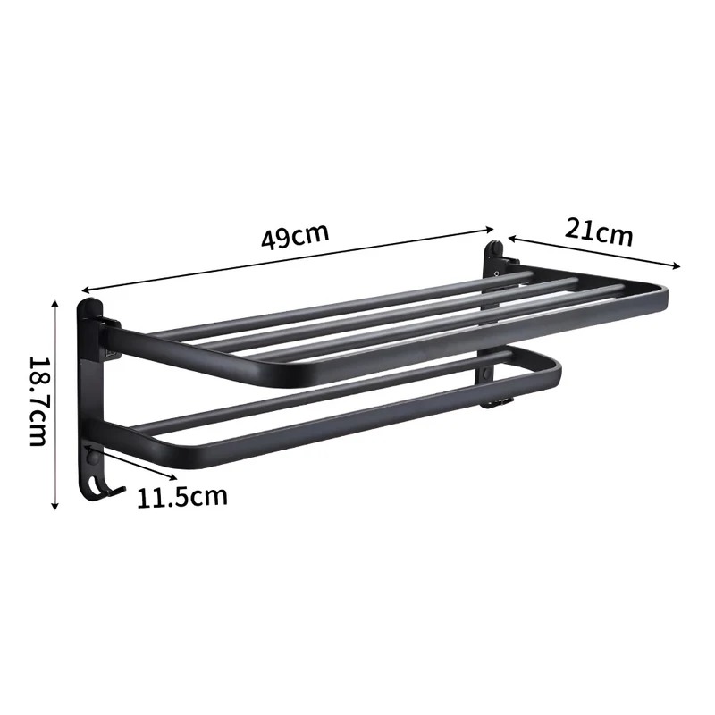 SleekBlack Handtuchhalter - Premium Aluminium Handtuchständer mit Haken