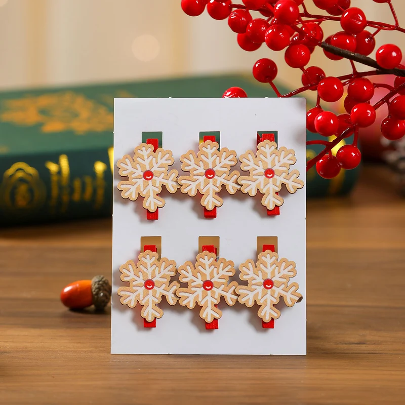Decorative Wooden Snowflake Clips Stornfield