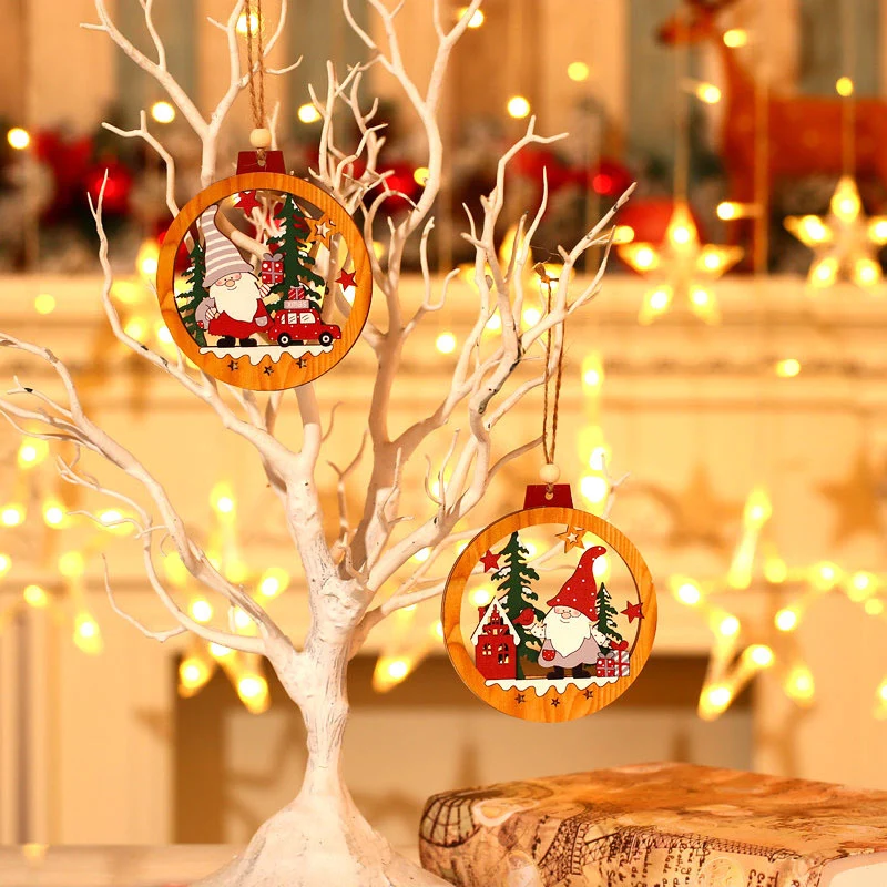 Decorative Wooden Santa Scene Ornament Stornfield