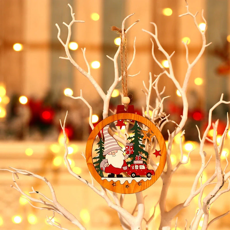 Decorative Wooden Santa Scene Ornament Stornfield