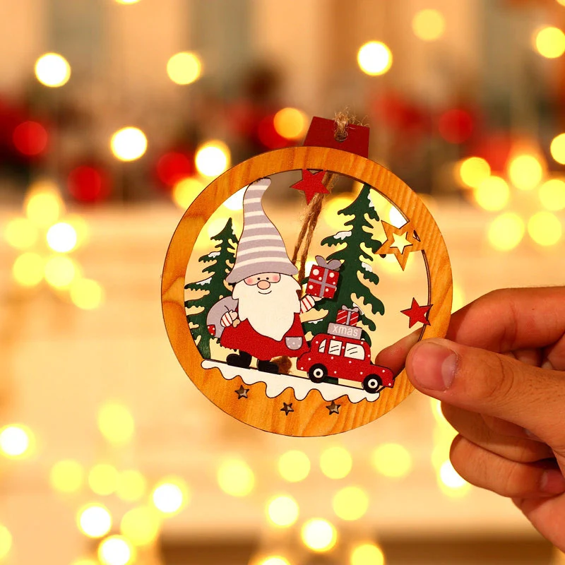 Decorative Wooden Santa Scene Ornament Stornfield
