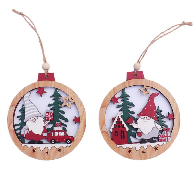 Decorative Wooden Santa Scene Ornament Stornfield