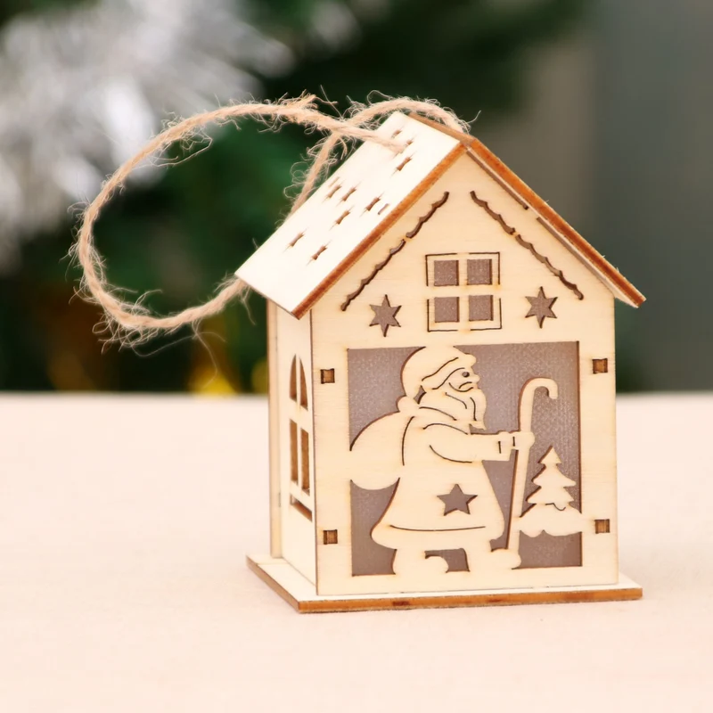Decorative Wooden Santa House Ornament Stornfield