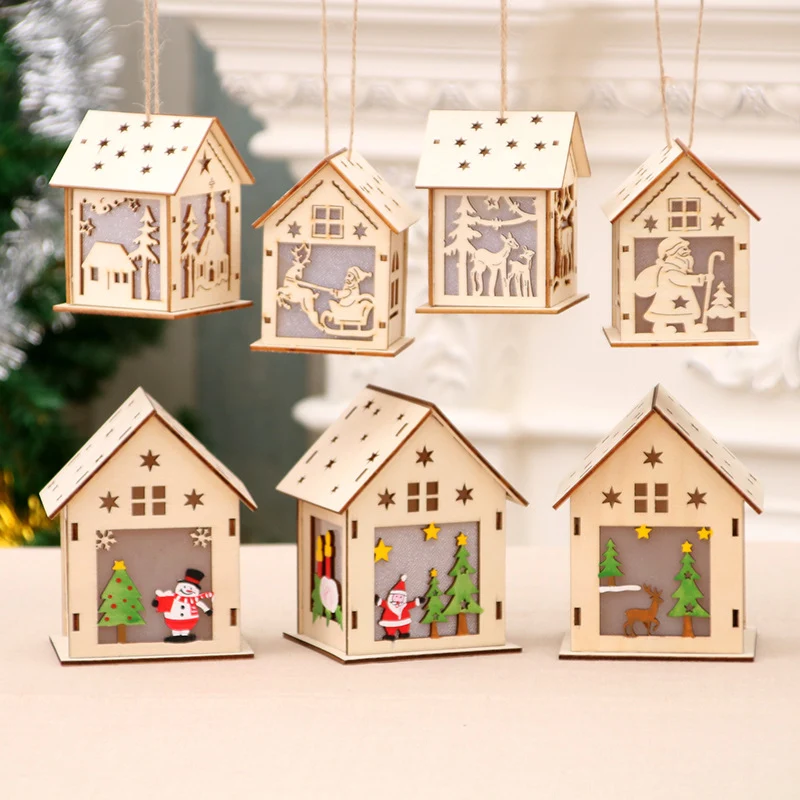 Decorative Wooden Santa House Ornament Stornfield