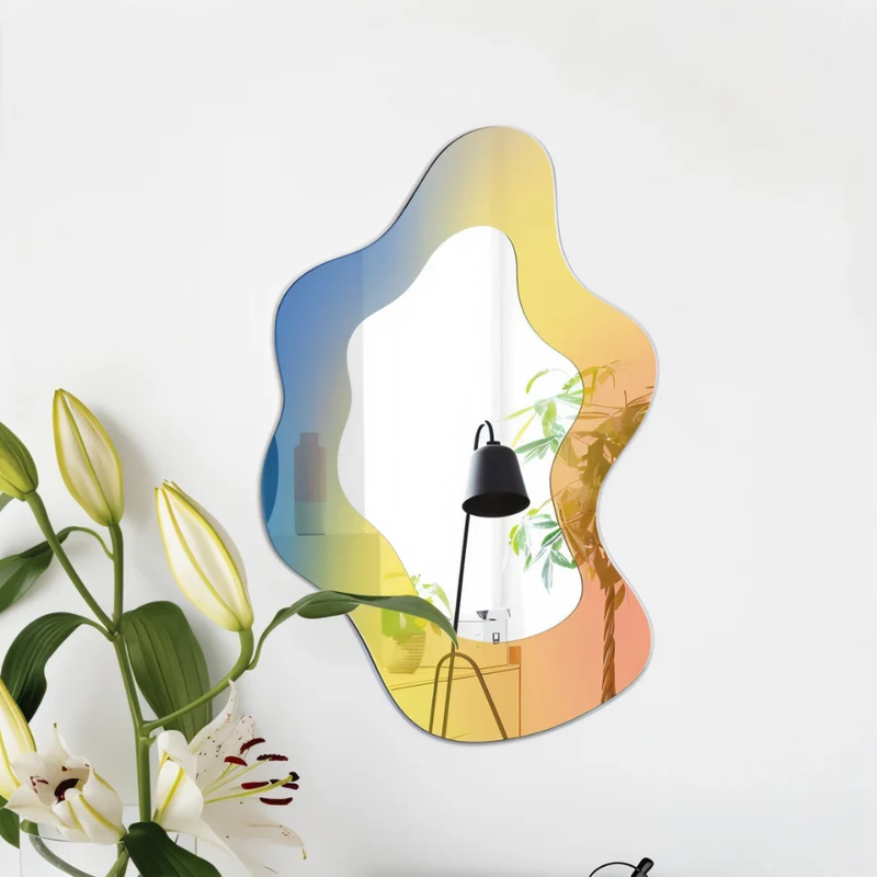 Ästhetischer Geometrischer Acrylspiegel - Schillernde Rahmenlose Wanddekoration