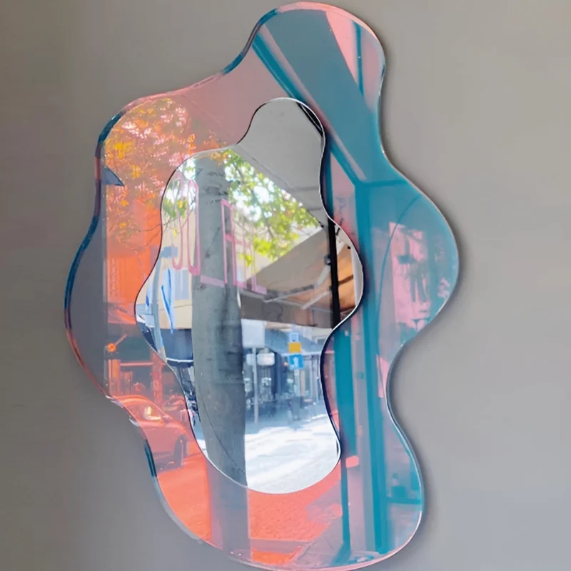Ästhetischer Geometrischer Acrylspiegel - Schillernde Rahmenlose Wanddekoration