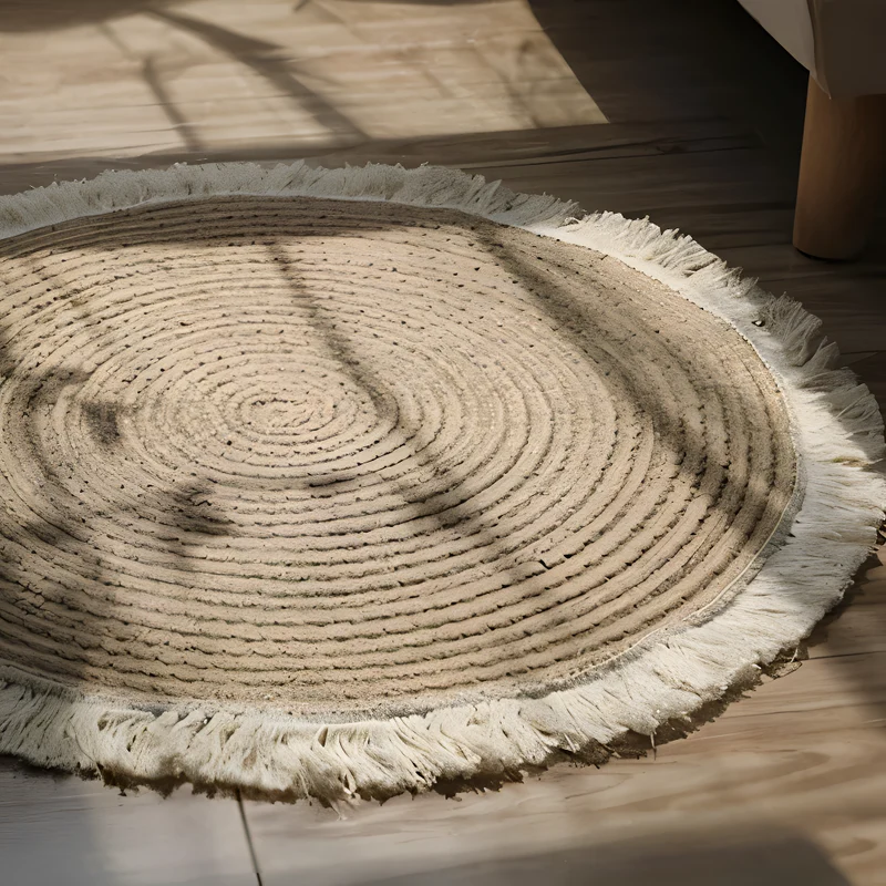 Teppichgeflecht - Geflochtener Rundteppich im Japanischen Stil