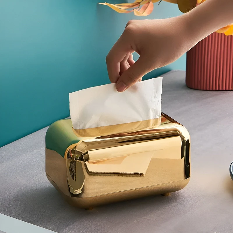 CaseDeluxe - Spiegel Finish Gold Tissue Box Aufbewahrungsbox Halter/Organizer
