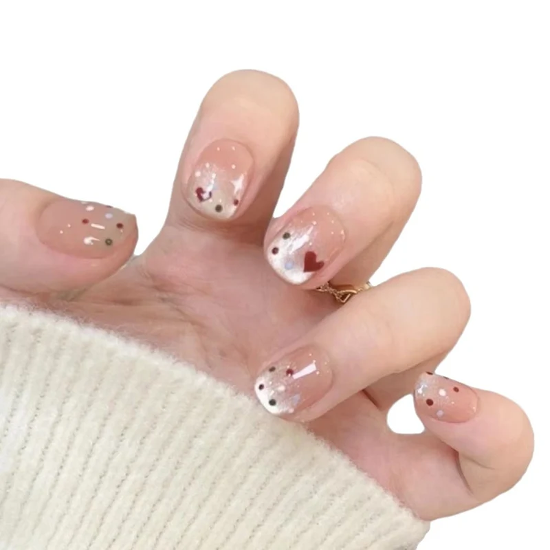 Künstlerisch Herz-designt Press-On Nagelset Karnz