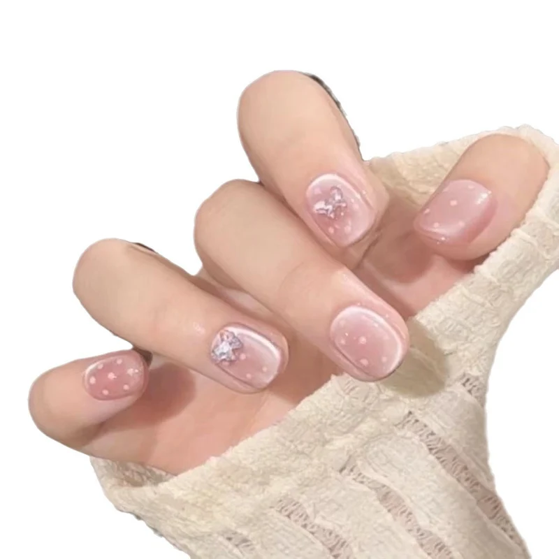 Künstlerisches Blumen-Press-On-Nagelset mit Glitzerakzenten Karnz