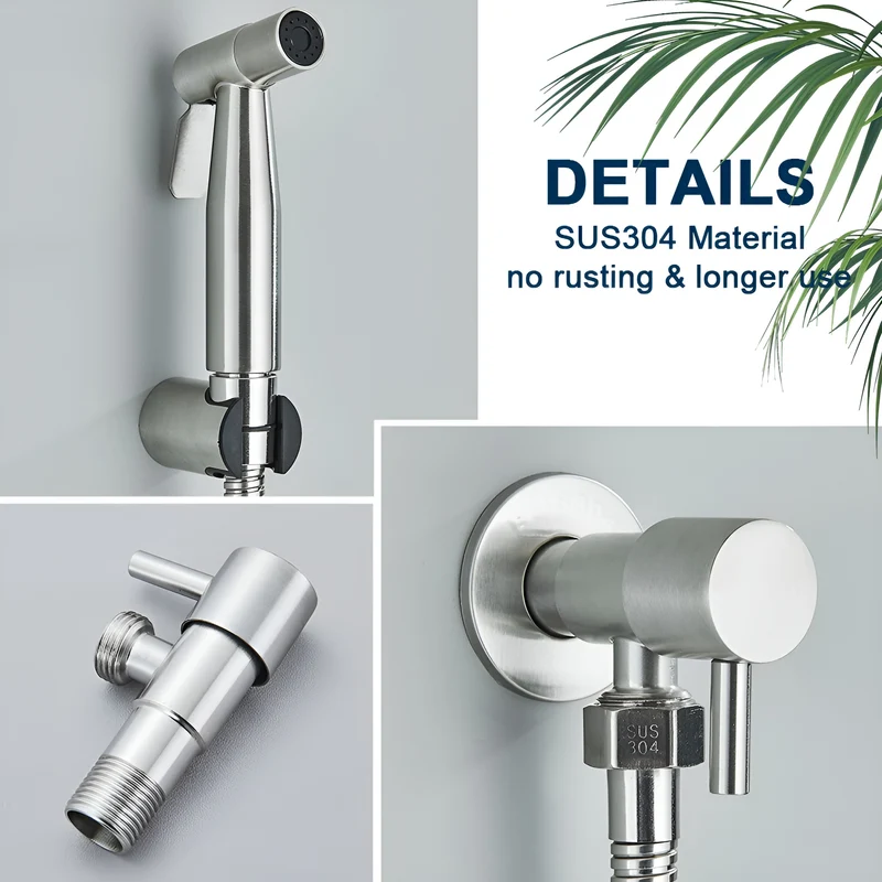 AquaGleam - Edelstahl Bidet-Sprühkopf mit Wandhalterung