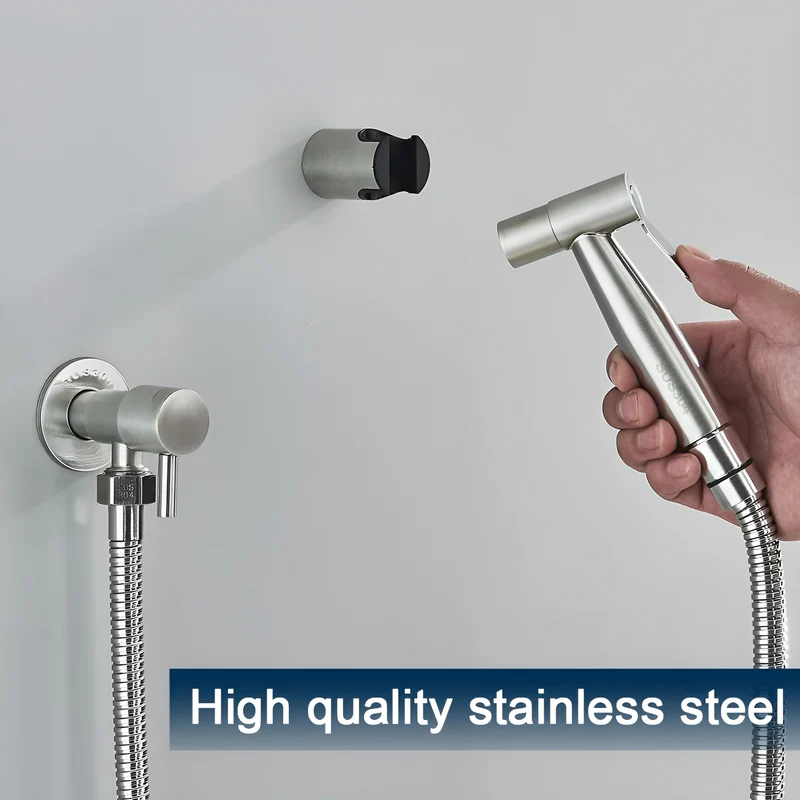 AquaGleam - Edelstahl Bidet-Sprühkopf mit Wandhalterung