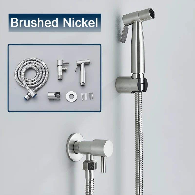 AquaGleam - Edelstahl Bidet-Sprühkopf mit Wandhalterung