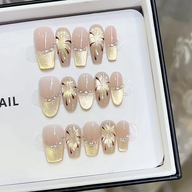 Künstlerisches florales Muster Press-On Nagelset Karnz