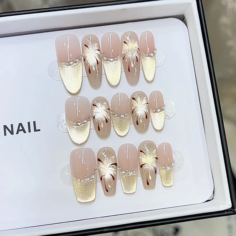 Künstlerisches florales Muster Press-On Nagelset Karnz
