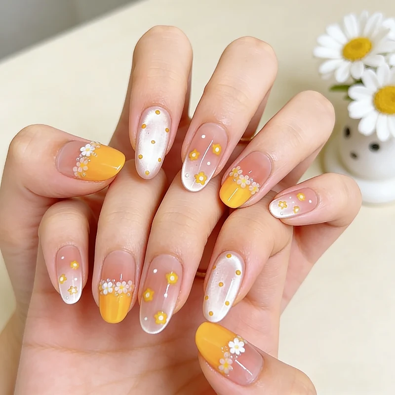 Künstlerisches Blumendesign-Press-On-Nagelset Karnz