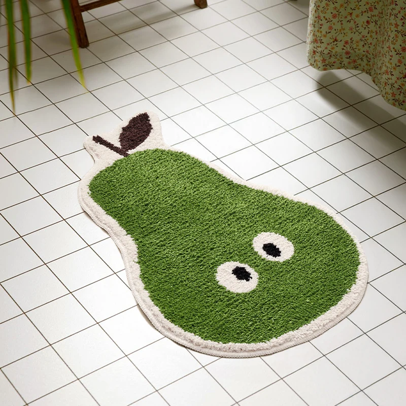 Hand-tufted short-pile floor rug in pear shape with non-slip latex backing Stornfield