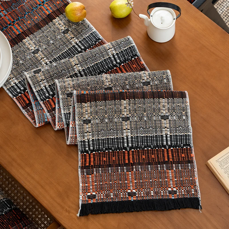 Woven table runner in ethnic look made of cotton blend with fringes Stornfield