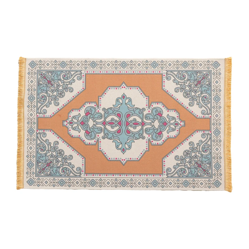 Woven oriental carpet runner with fringes and intricate medallion pattern Stornfield