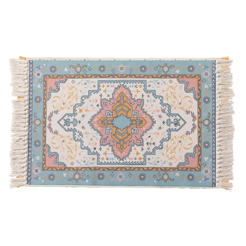 Woven oriental carpet runner with fringes and intricate medallion pattern Stornfield