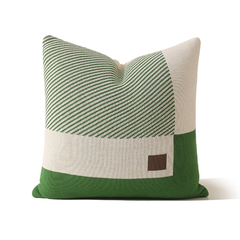 Woven cushion cover with checked jacquard relief and concealed zipper Stornfield