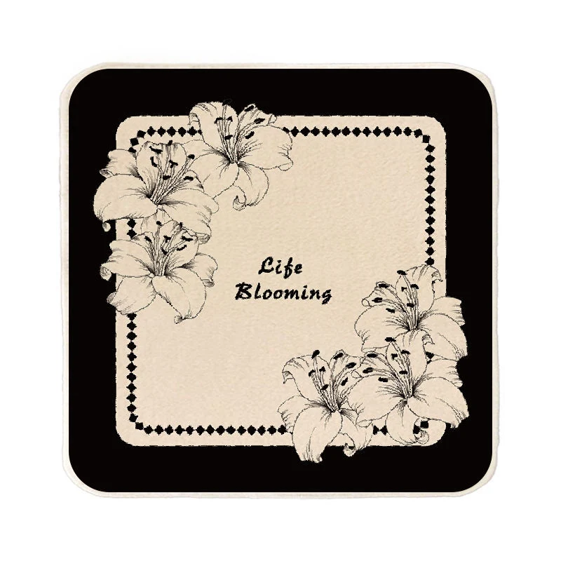 Floral Microfiber Square Face Towel with Artistic Lily Print