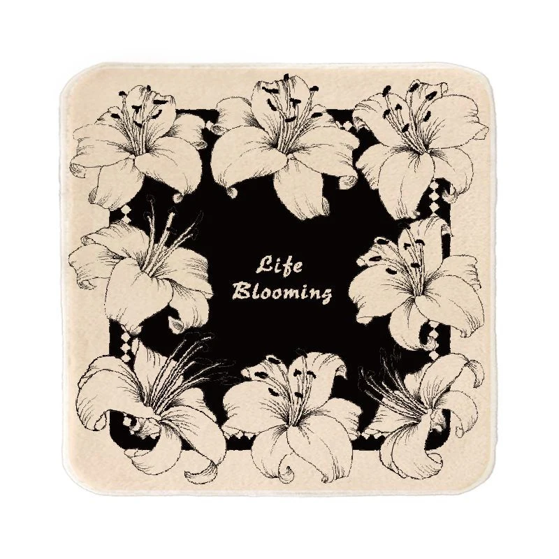 Floral Microfiber Square Face Towel with Artistic Lily Print