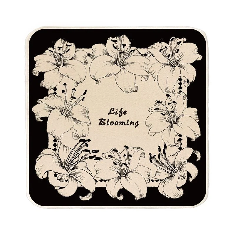 Floral Microfiber Square Face Towel with Artistic Lily Print