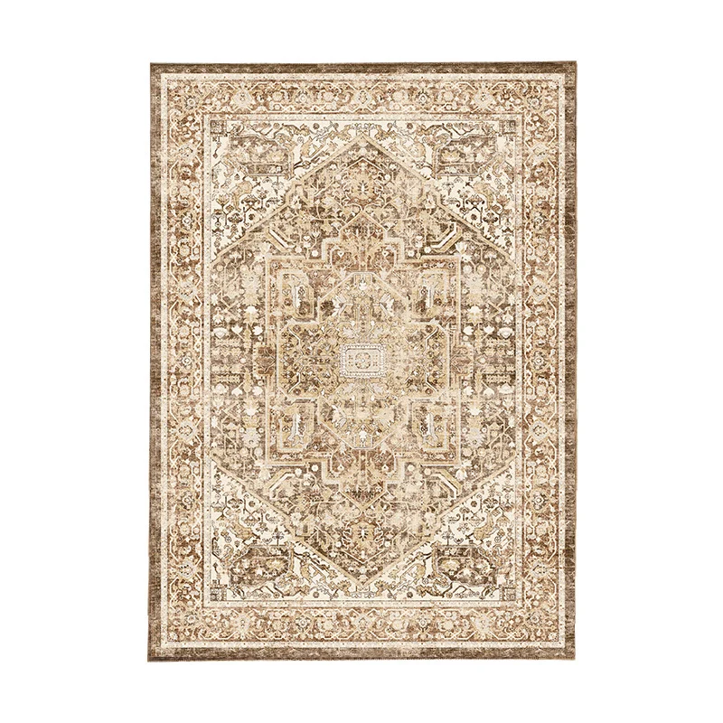 Vintage Distressed Persian-Style Machine-Woven Low-Pile Area Rug