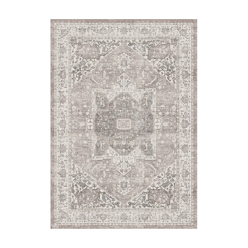 Vintage Distressed Persian-Style Machine-Woven Low-Pile Area Rug