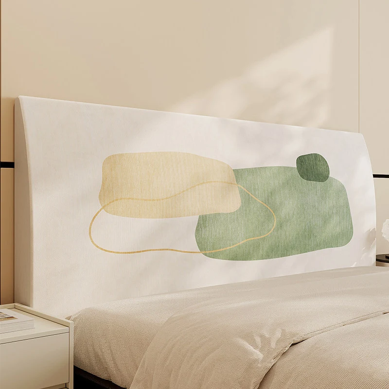 Upholstered Padded Headboard Cover with Abstract Minimalist Print