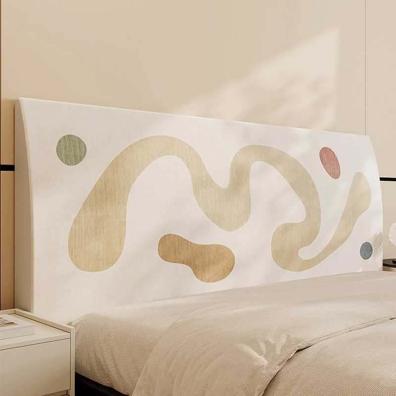 Upholstered Padded Headboard Cover with Abstract Minimalist Print