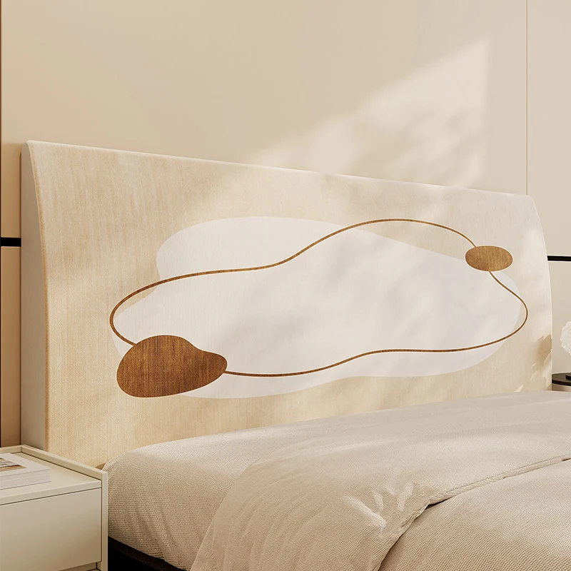 Upholstered Padded Headboard Cover with Abstract Minimalist Print