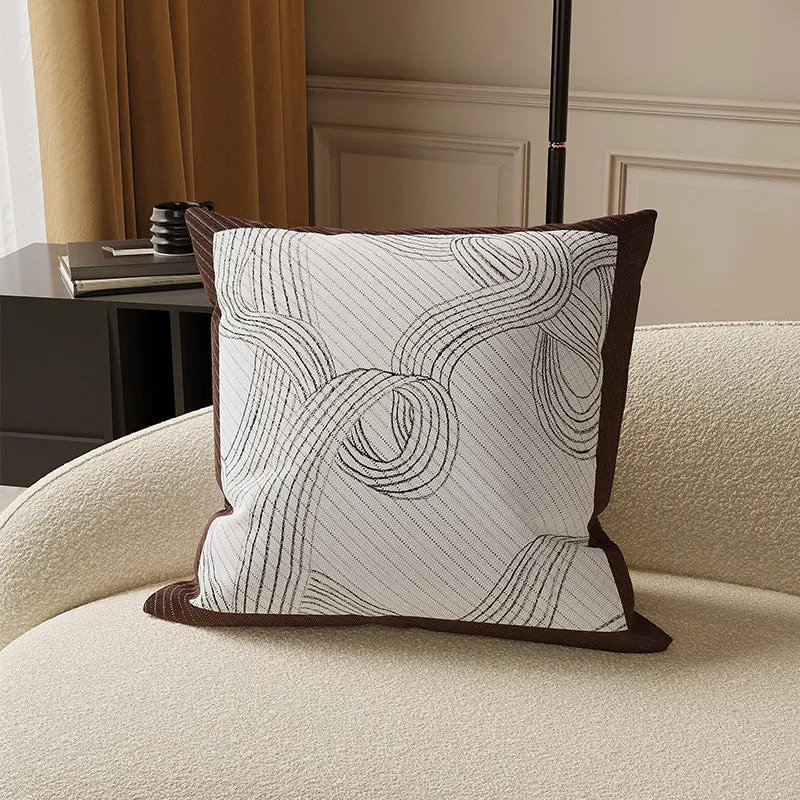 Textured Abstract Brushstroke Cotton-Linen Square Throw Pillow Cover with Hidden Zipper