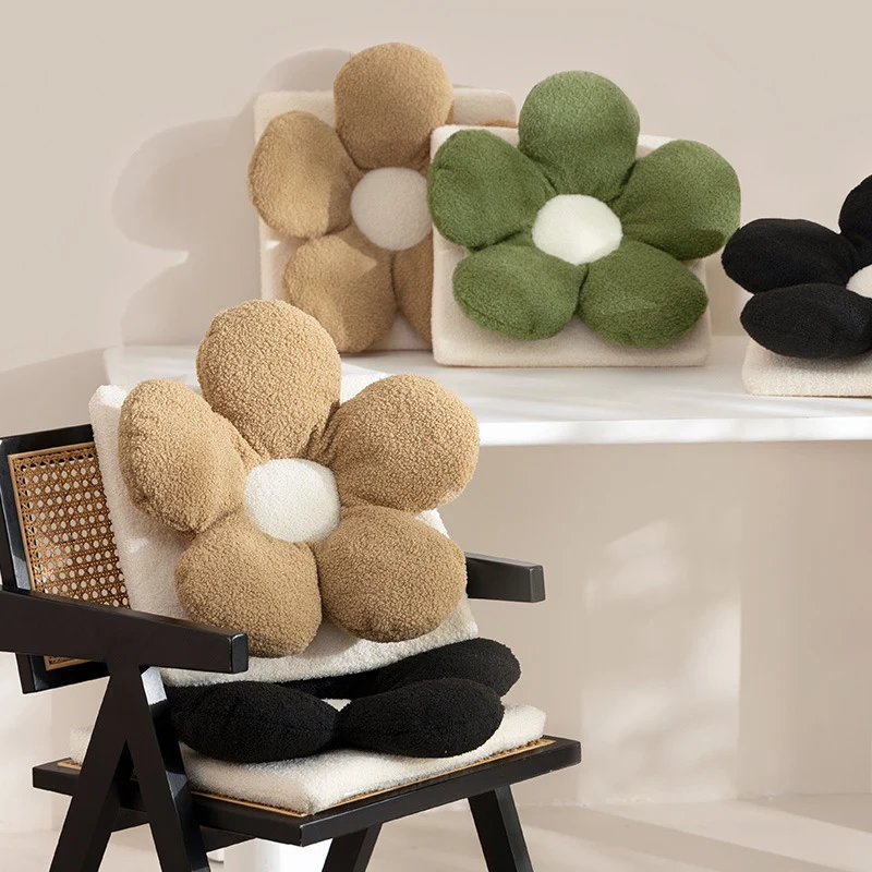Padded flower seat cushion with teddy plush and ergonomic padding Stornfield