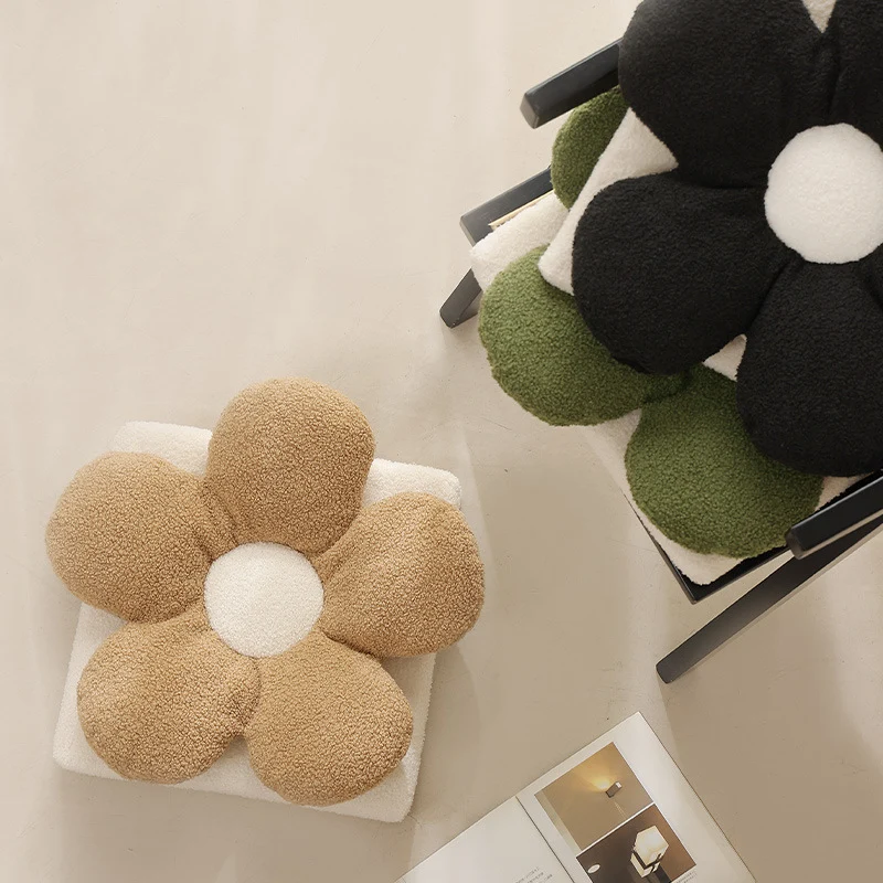 Padded flower seat cushion with teddy plush and ergonomic padding Stornfield