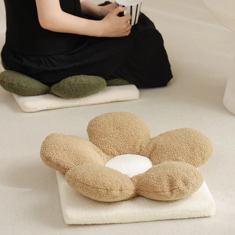Padded flower seat cushion with teddy plush and ergonomic padding Stornfield
