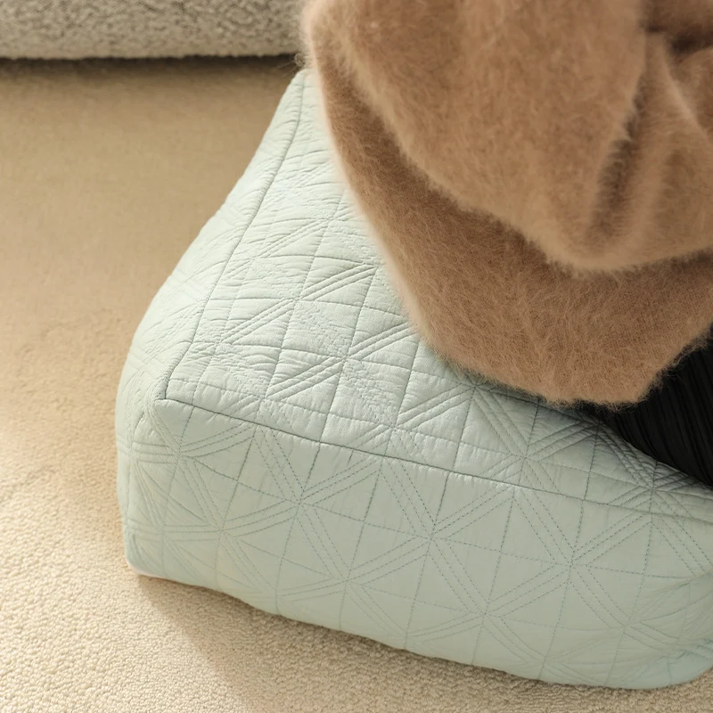 Padded floor seat pouf made of quilted cotton blend Stornfield