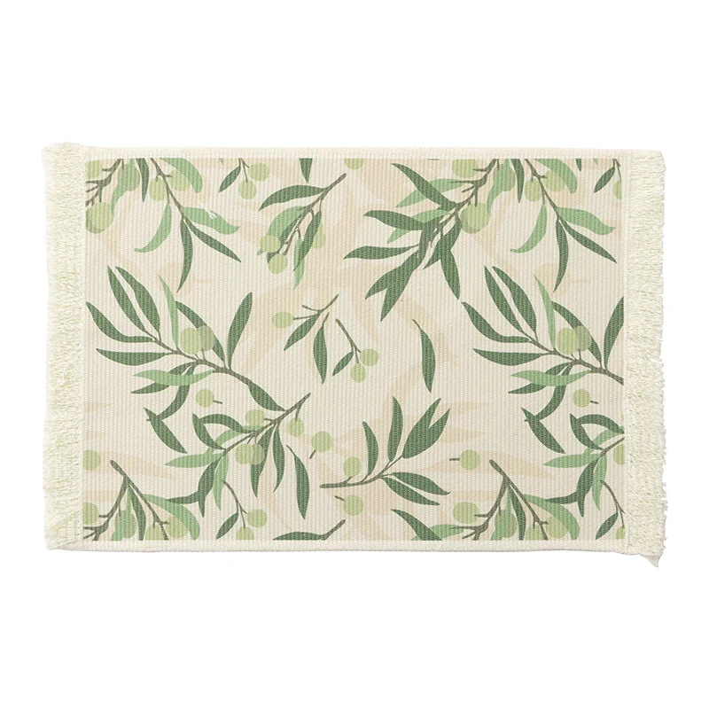 Floral woven bath mat with decorative fringes Stornfield