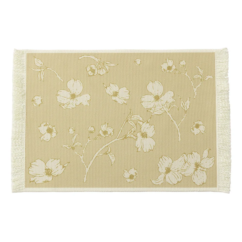 Floral woven bath mat with decorative fringes Stornfield