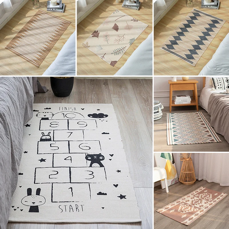Flat-woven decorative living room rug with geometric ethnic medallion Stornfield