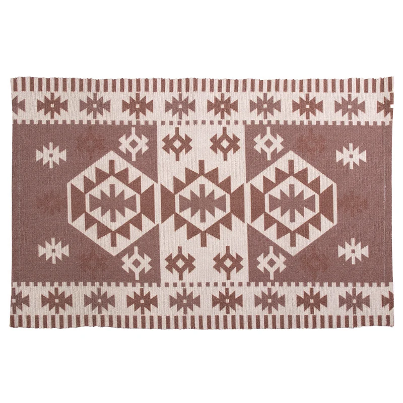 Flat-woven decorative living room rug with geometric ethnic medallion Stornfield